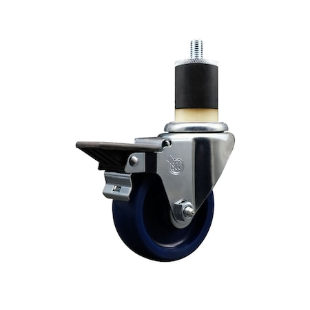Service Caster 3.5'' Solid Poly Swivel 1-7/8'' Expanding Stem Caster with Brake SCC-EX20S3514-SPUS-PLB-178